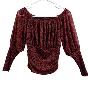 Express Off Shoulder Leopard Top Fall Going Out Size XS Y2K